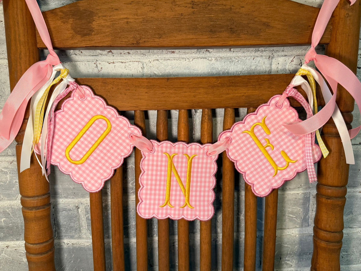 ONE Gingham Birthday Banner