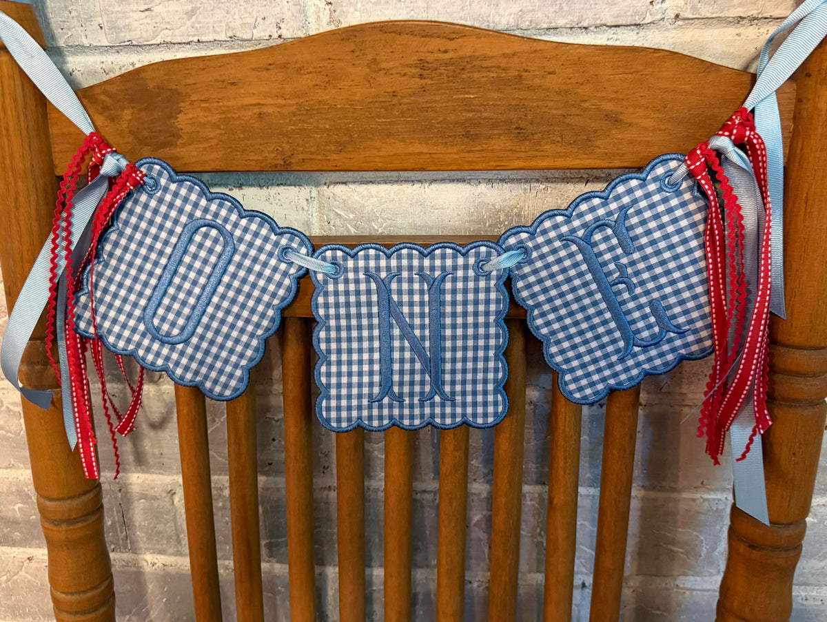ONE Gingham Birthday Banner